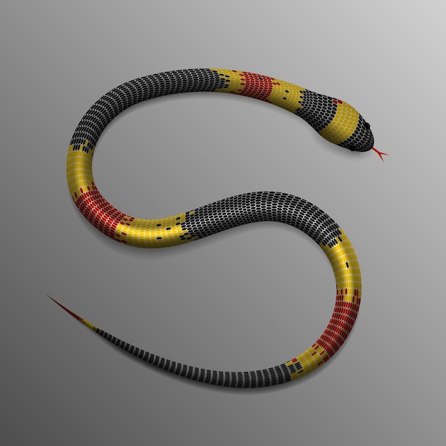 Realistic tropical snake in s or 5 position