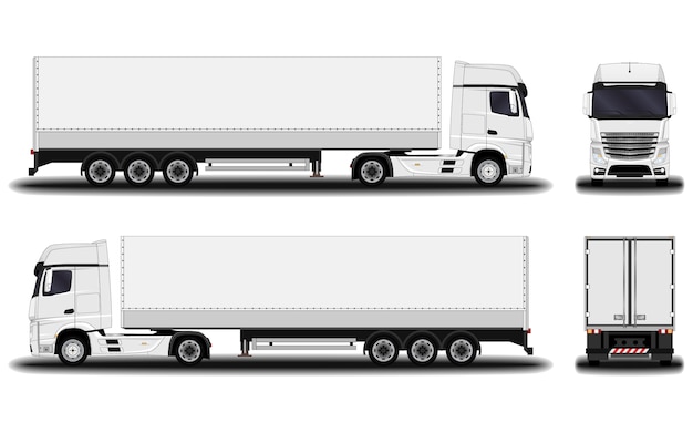 現実的なトラック。正面図;側面図;背面図。