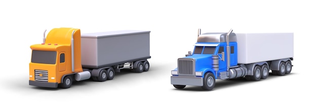 Vector realistic trucks with different types of cabs cab over and bonnet cabin with sleeper