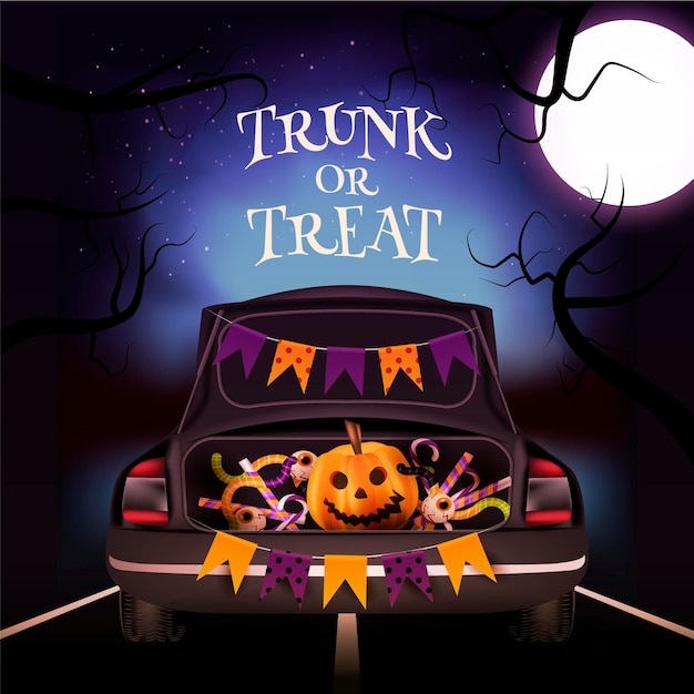 Vector realistic trunk or treat background