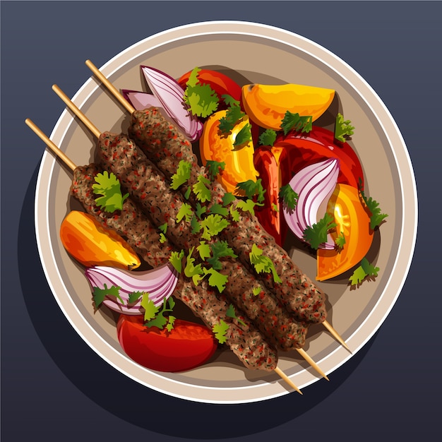 Vector realistic turkish food illustration