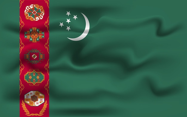 Realistic turkmenistan vector flag design