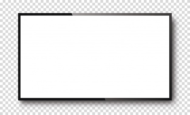 Vettore schermo tv realistico su un monitor principale in bianco isolato 3d del baskgound