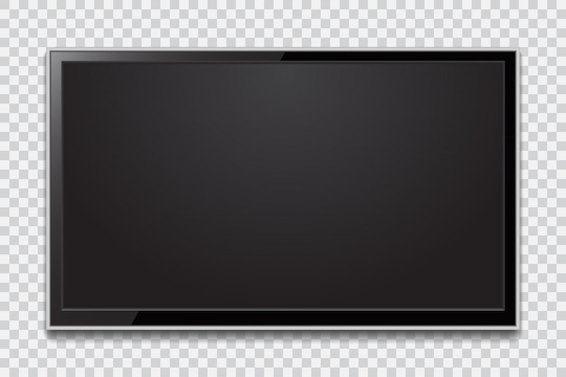 Vector realistic tv screen. modern stylish lcd panel, led type. large computer monitor display mockup