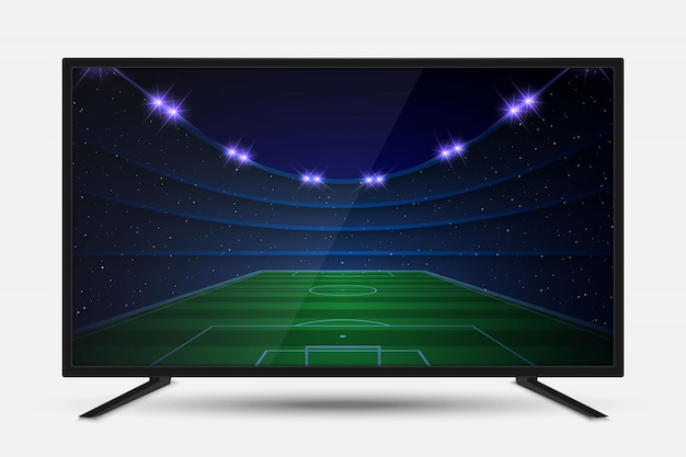 현실적인 Tv 화면. 축구 경기와 현대 텔레비전 Lcd 패널