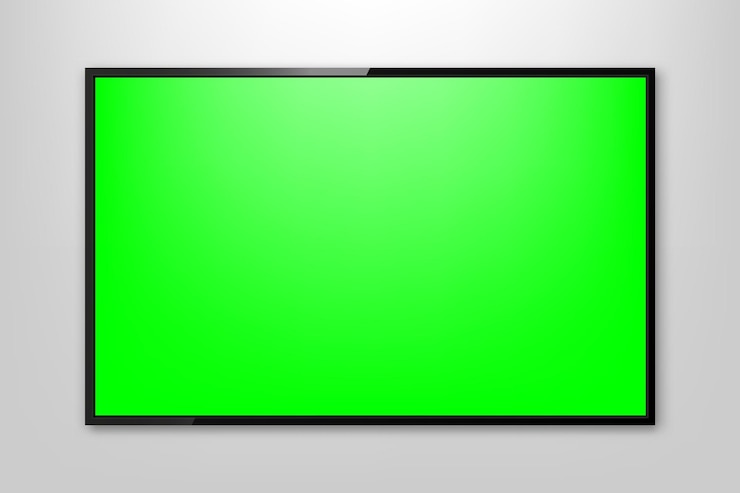 Vector realistic tv screen tv screen mockup modern stylish lcd panel monitor display with chromakey