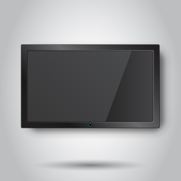 Вектор Реалистичная векторная икона телевизора в плоском стиле иллюстрация плазмы монитора на белом фоне бизнес-концепция телевизора