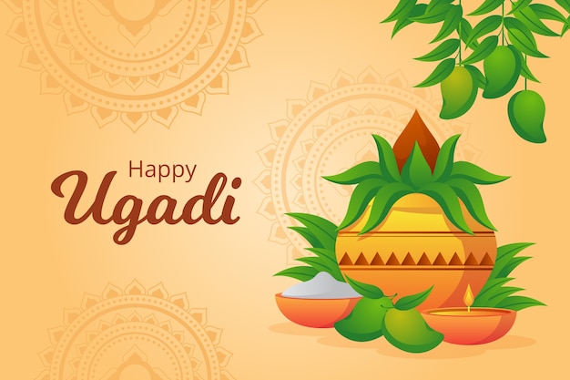 Vector realistic ugadi concept