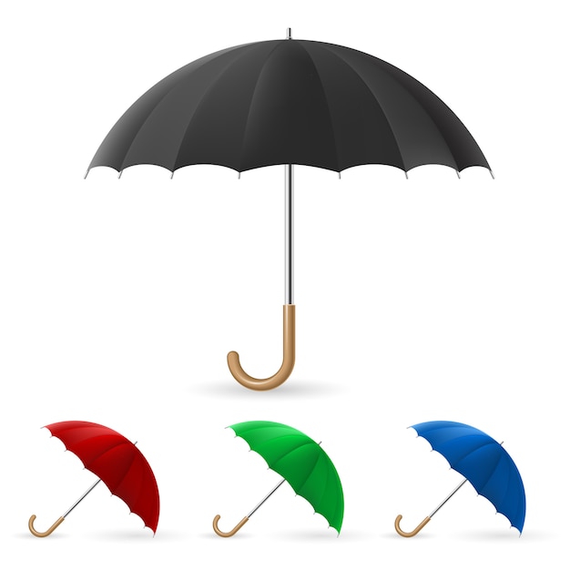 Vector realistic umbrella in four colors