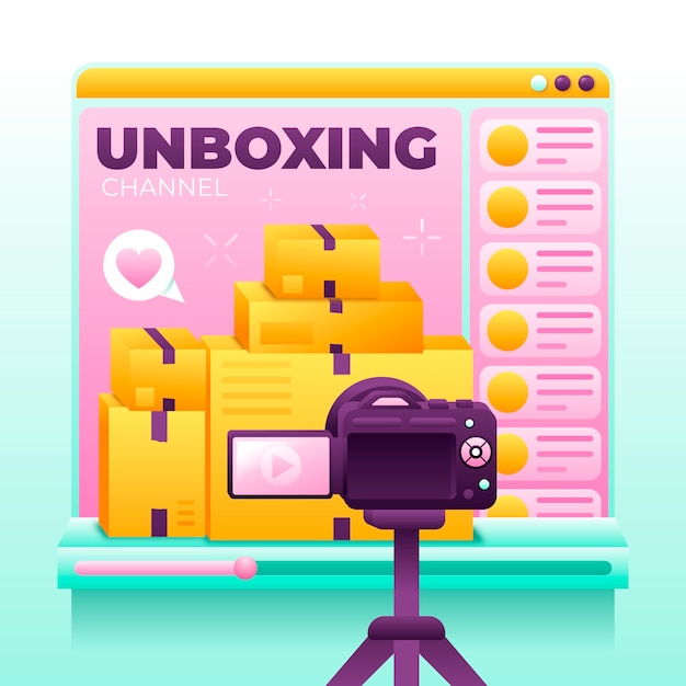 Illustrazione realistica dell'unboxing