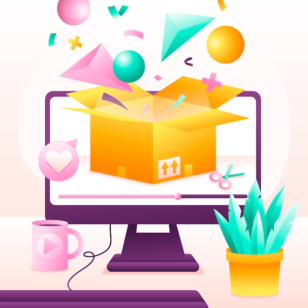 Free Vector  Realistic unboxing illustration