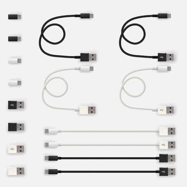 Реалистичные USB микро кабели и разъемы