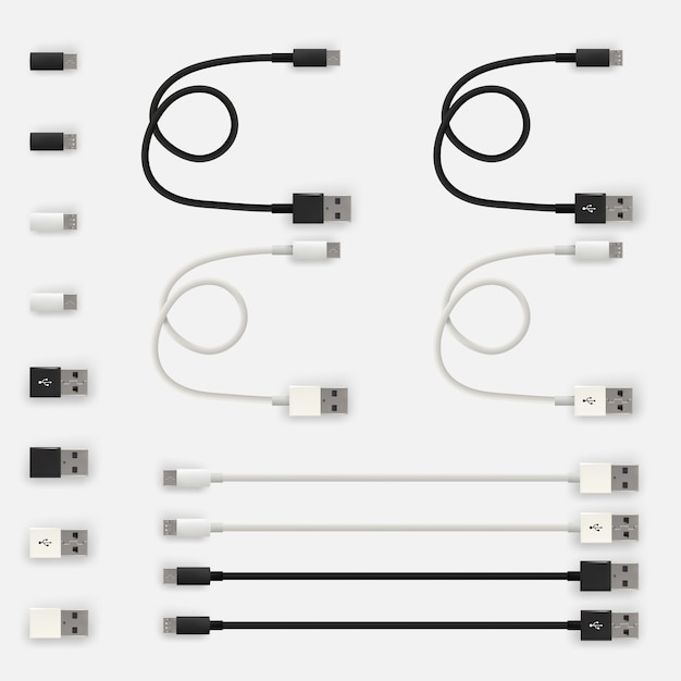 Micro cavi e connettori usb realistici