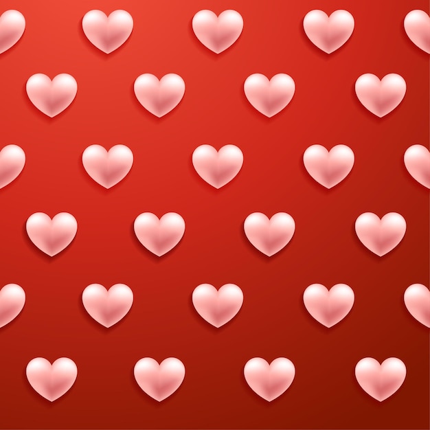 Vector realistic valentine hearts seamless pattern
