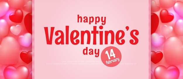 Realistic valentine's day banner vector illustration