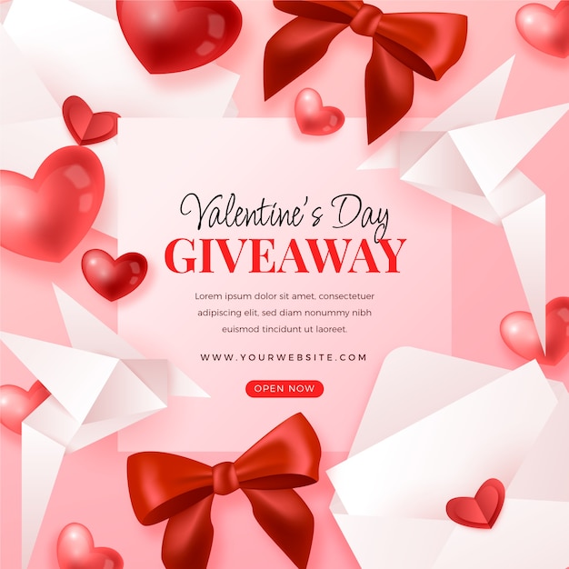 Vector realistic valentine's day giveaway illustration