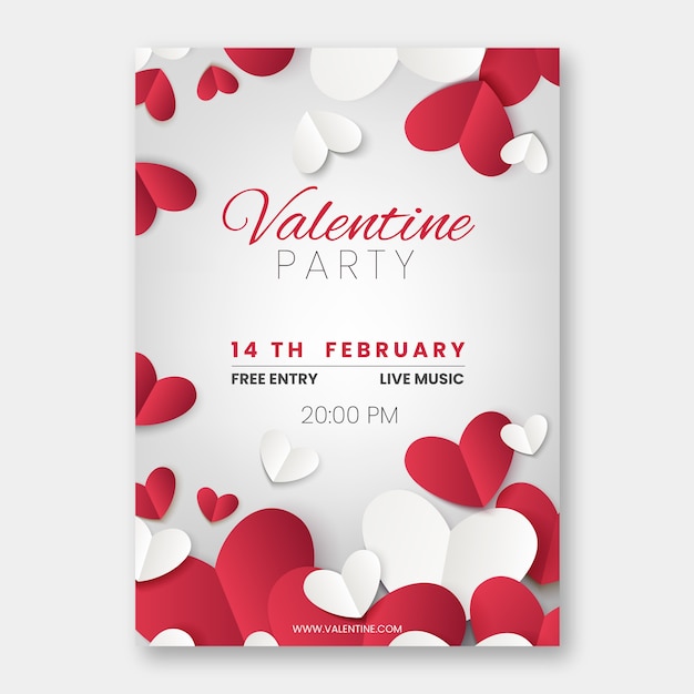 Vector realistic valentine's day party flyer template