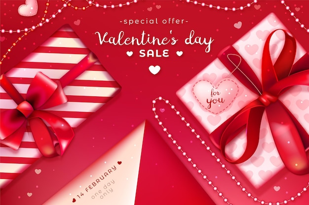 Realistic valentine's day sales background