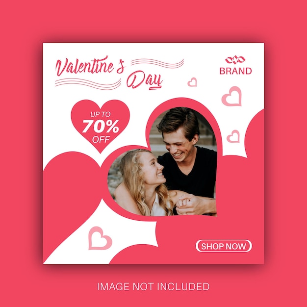 Realistic valentine's day social media or instagram post template