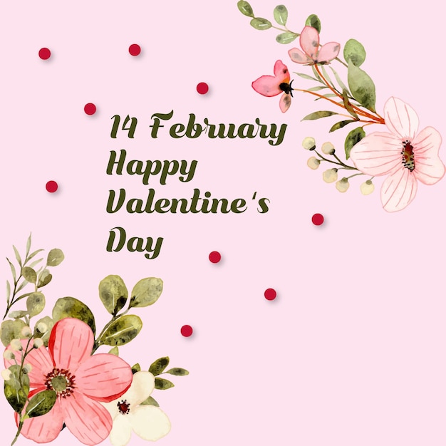 realistic valentine's day with flower design template background