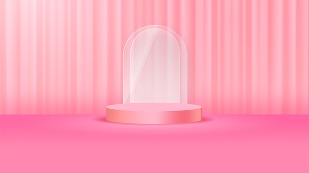 Vector realistic valentines day background with podium and love illustration