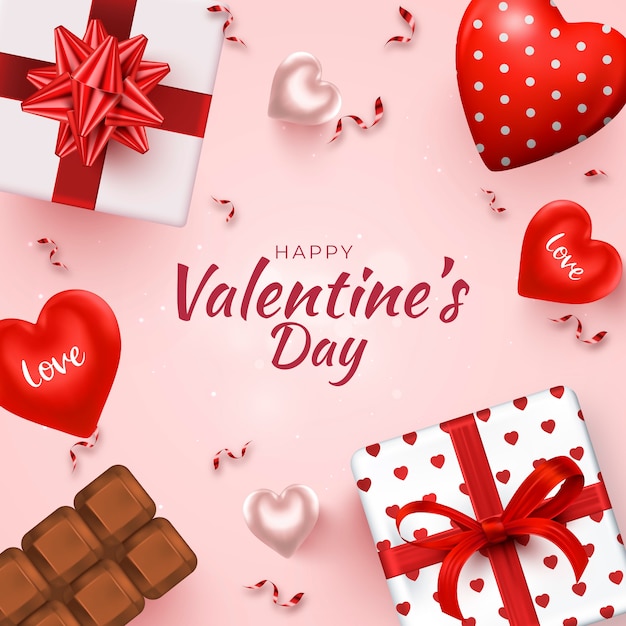 Vector realistic valentines day celebration illustration