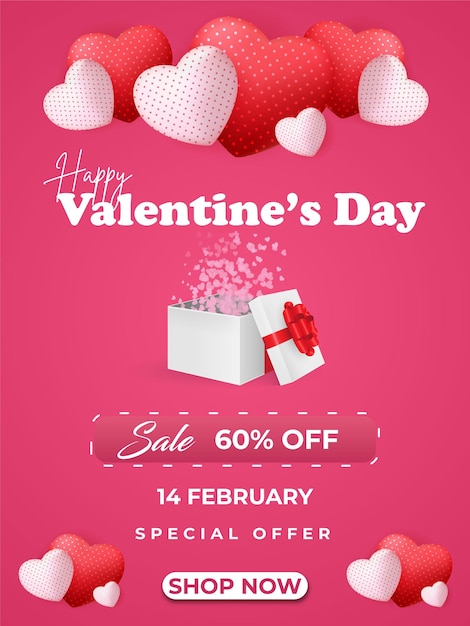 Realistic valentines day celebration vector background