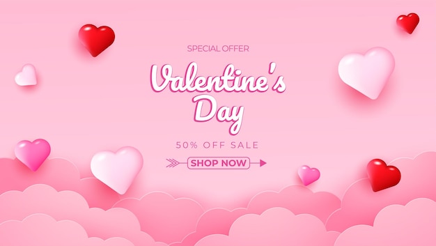 Realistic valentines day sale background