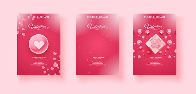 Vector realistic valentines party poster background with gift cloud sparkling and other