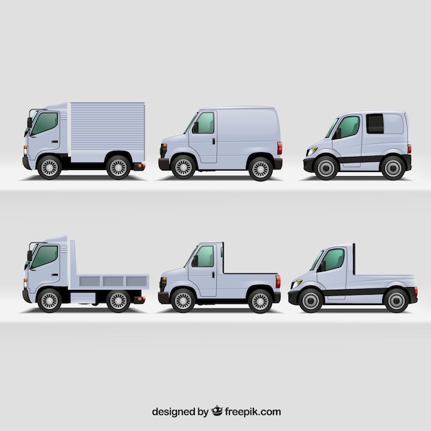 Vector realistic variety of modern trucks