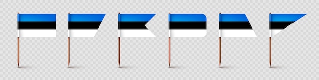 Vector realistic various estonian toothpick flags souvenir from estonia wooden toothpicks with paper flag