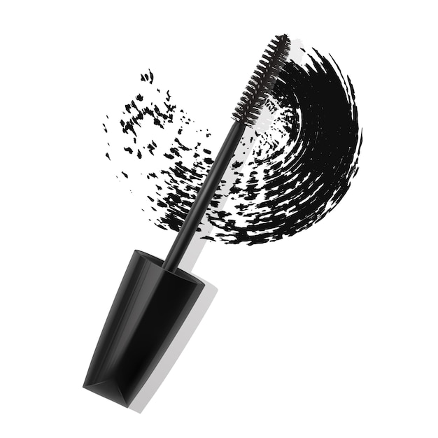 Vari realistici pennelli per mascara tratti di mascara isolati su sfondo bianco texture mascara