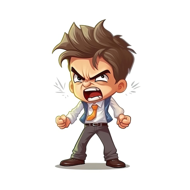 Vector realistic vector angry kid on white background