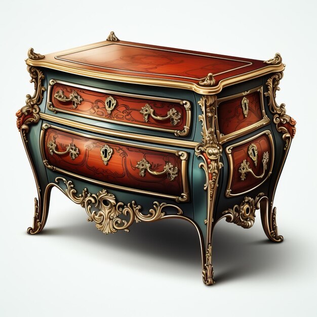 Vector realistic vector antique furniture vector on white backgrou