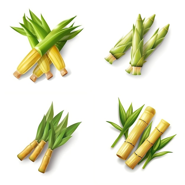 Vector realistic vector bamboo shoots on white background