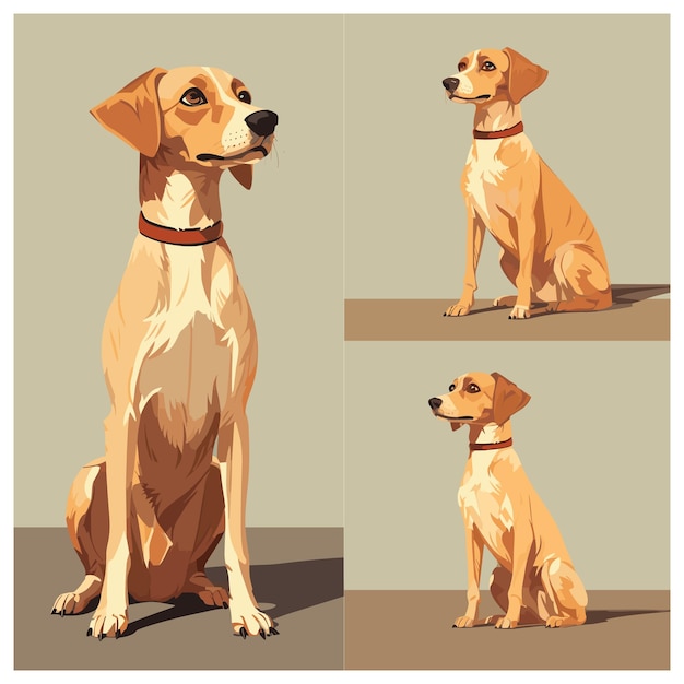 Realistic vector dog set