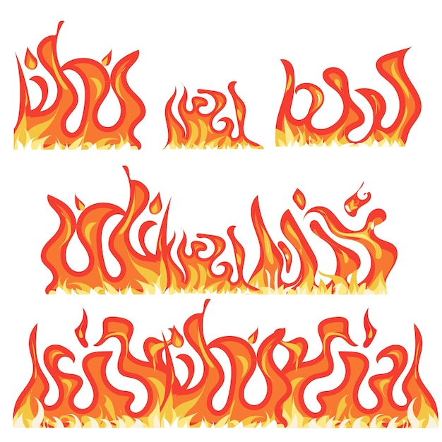Вектор Набор реалистичных векторных иллюстраций пламени