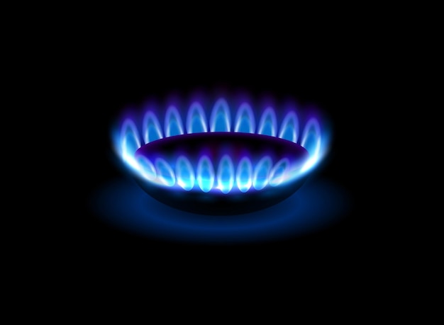 Реалистичный вектор газового пламени газового горелки боковой вид