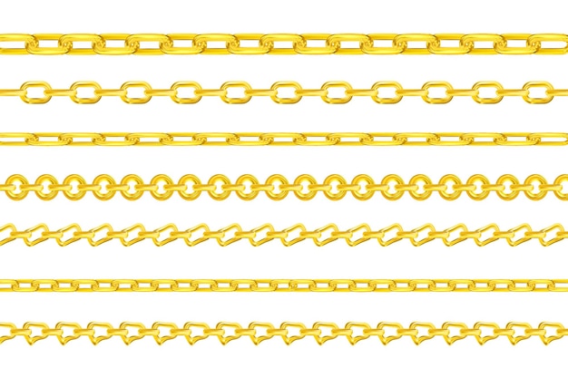 Реалистичные векторные золотые цепочки роскошные золотые звенья различной формы для колье или браслета