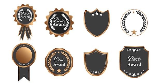 Vector realistic vector golden luxury badges set