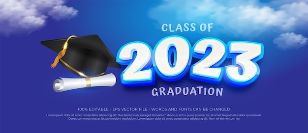 Realistic vector gradient class of 2023 background with 3d style text effect