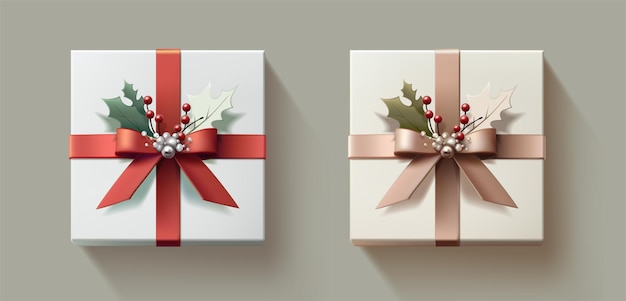 realistic vector icon illustration present box with ribbon christmas presents for celebration b