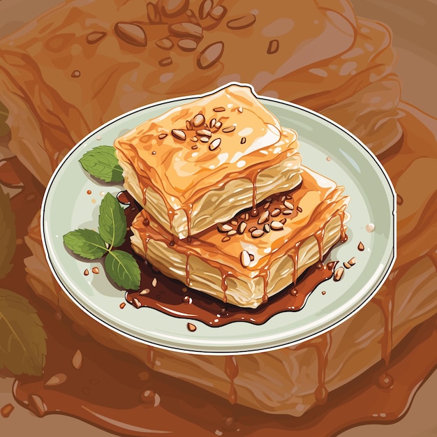 Realistic Vector Illustration of Baklava