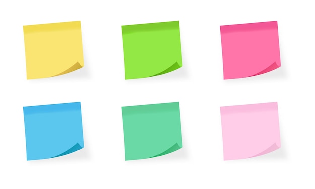 Vector realistic vector illustration of colorful sticky notes blank sticky notes template