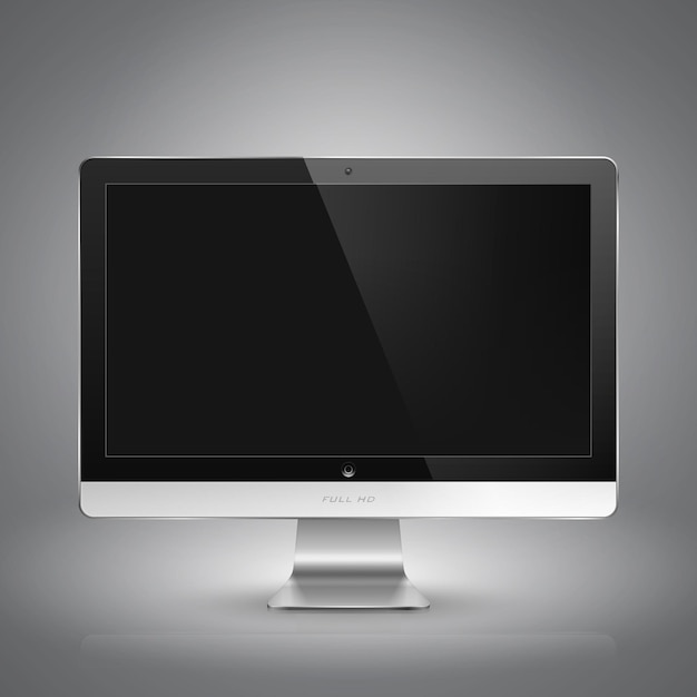 Realistic vector illustration of computer monitor with blank screen