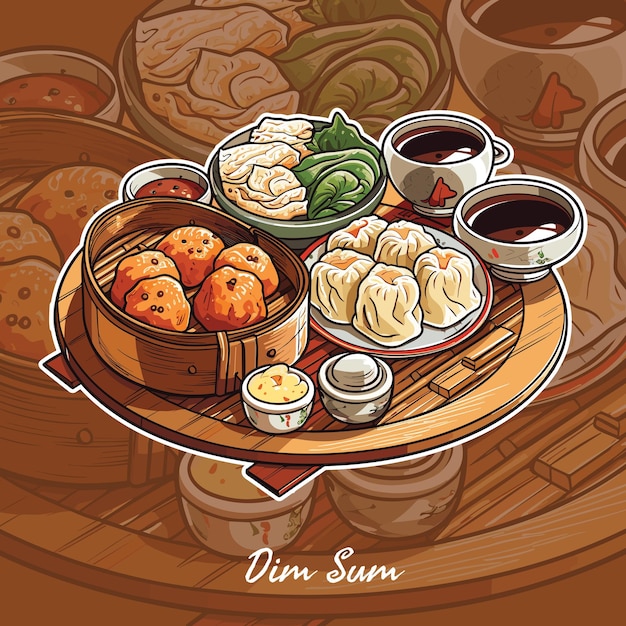 Realistic Vector Illustration of Dim Sum