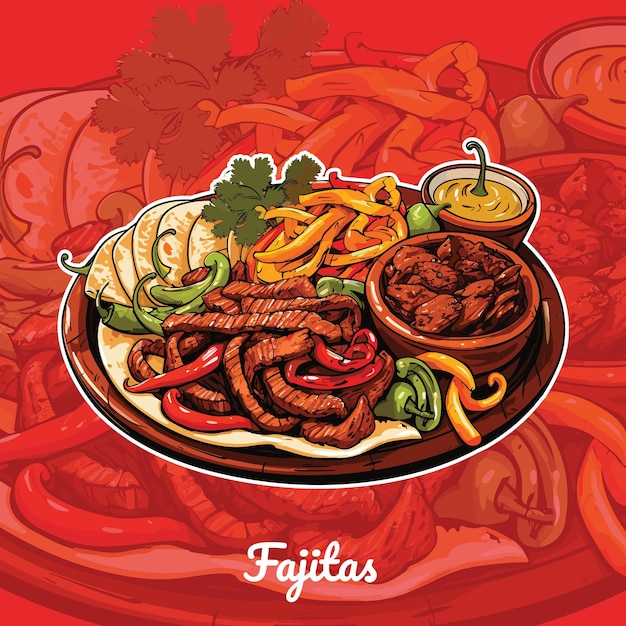 Vector realistic vector illustration of fajitas