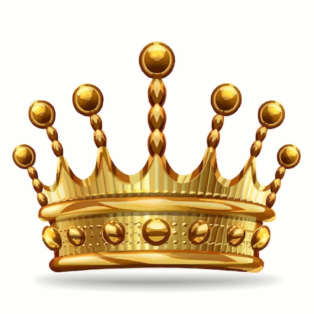 Vector realistic vector illustration of golden king or queen crown isolated with white background