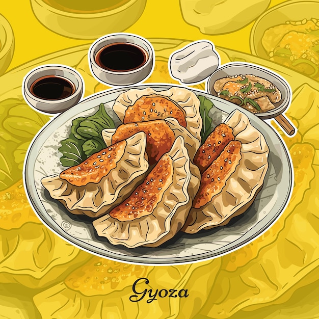 Illustrazione vettoriale realistica di gyoza