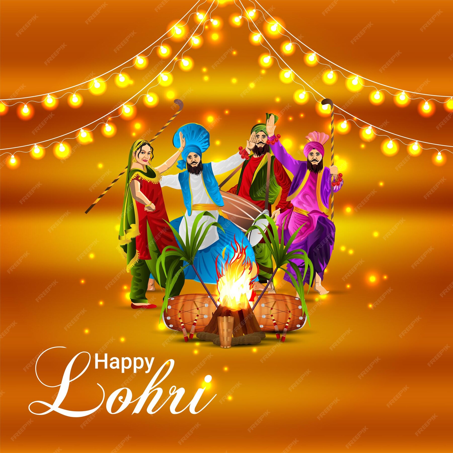 Premium Vector | Realistic vector illustration of happy lohri background